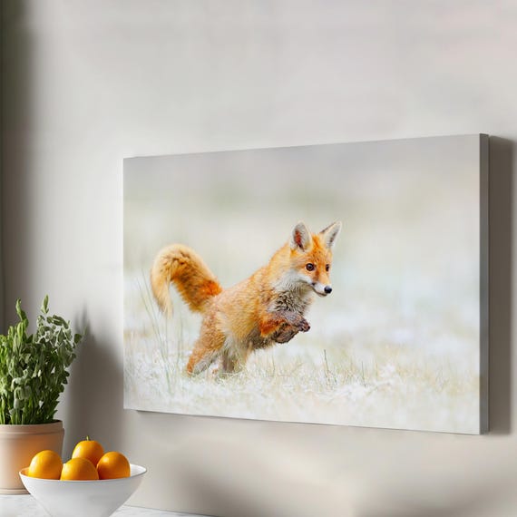 Fox Decorative Canvas Painting Housewarming Gifts Wall Decor Gift For Nature Enthusiasts Large Art Animal