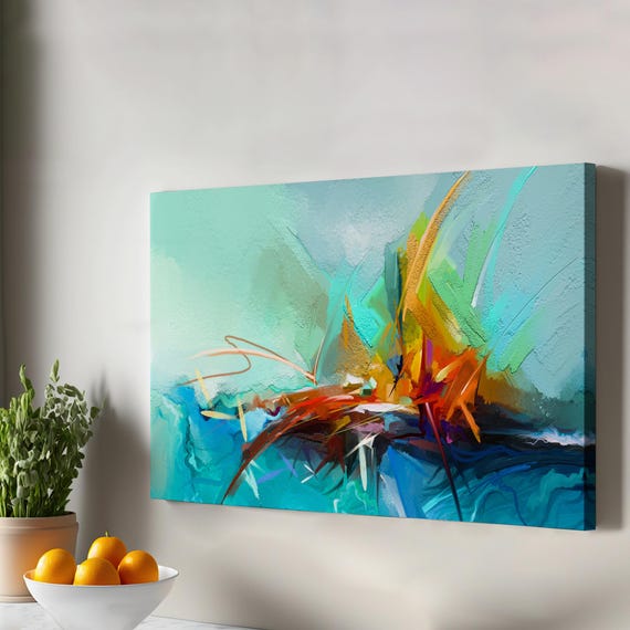 Contemporary Abstract Art Oil Painting Style Decorative Canvas Wall Framed Housewarming Gifts Large
