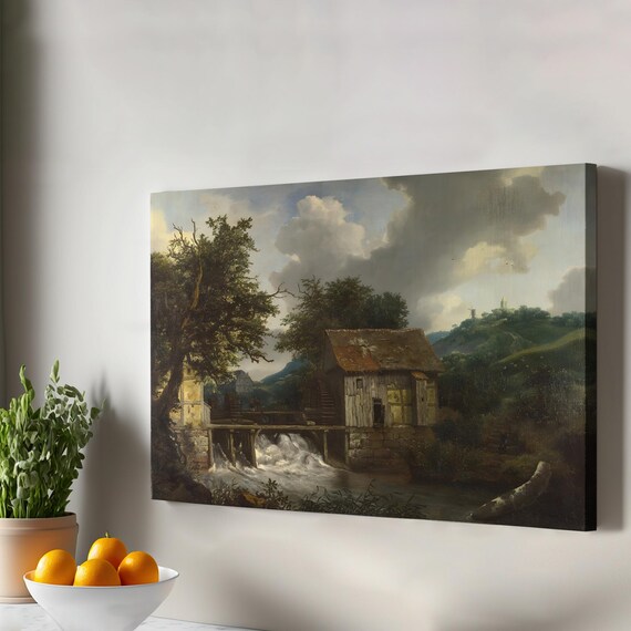 Dutch Watermill Landscape Classic Old Master Oil Painting Print