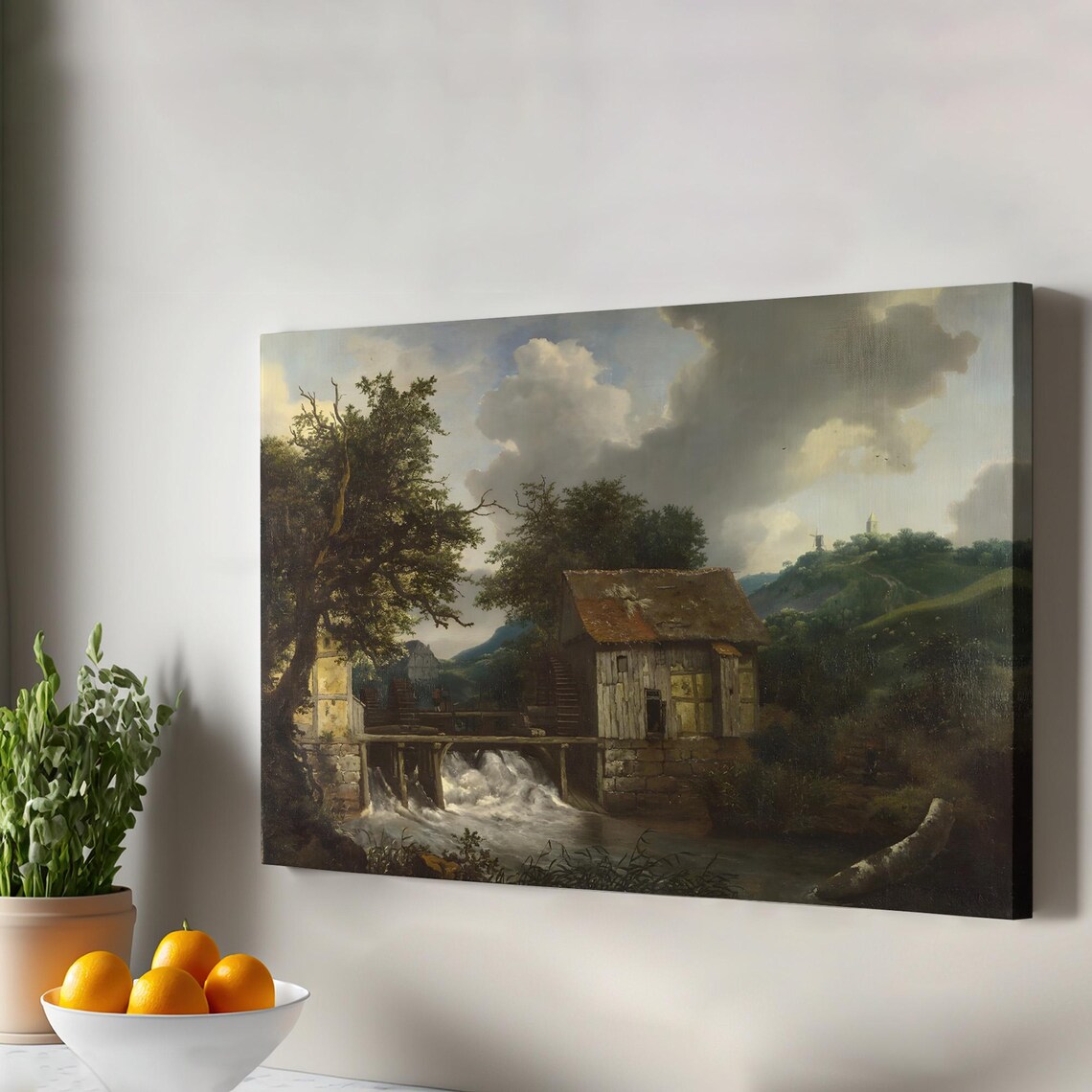 Dutch Watermill Landscape Classic Old Master Oil Painting Print
