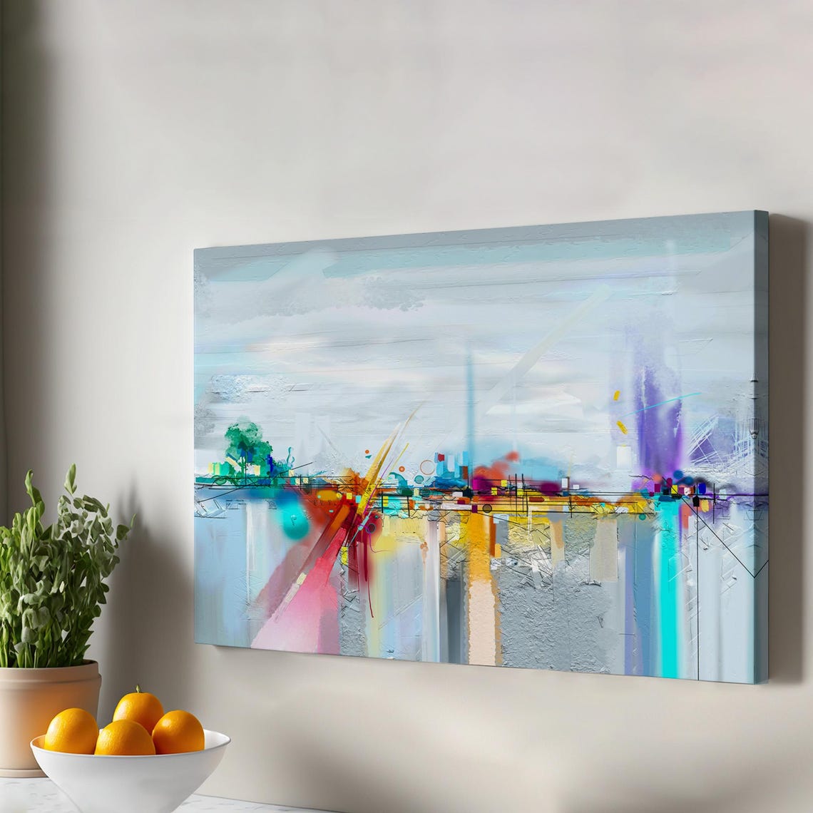 Brush Stroke Abstract Oil Painting Style Decorative Canvas Wall Art Print Framed Large