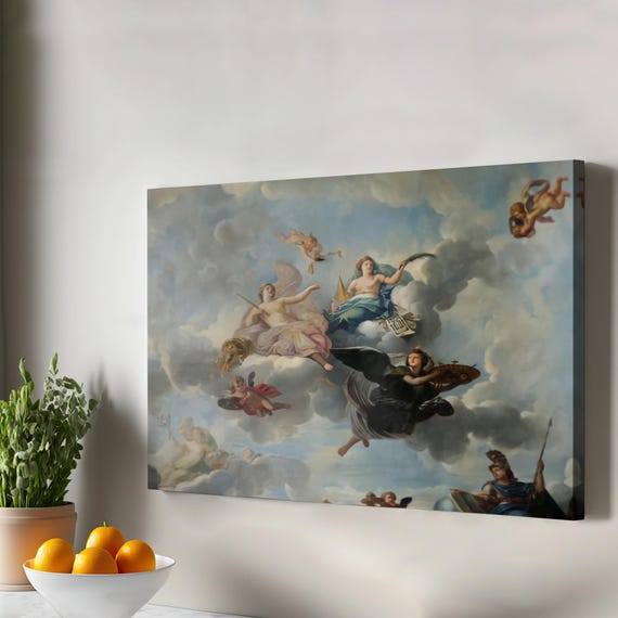Angels Above The Clouds Renaissance Art Housewarming Gifts Religious Canvas Wall Large Framed