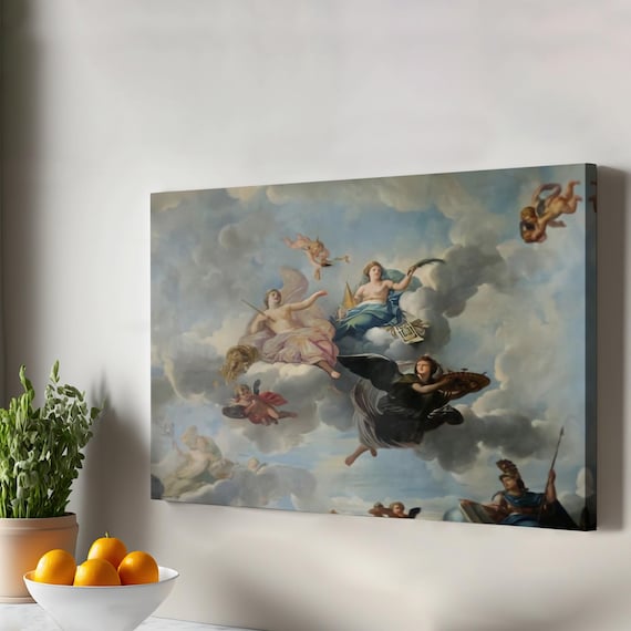 Classical Angels Among Clouds Baroque Heavenly Allegory Art Print