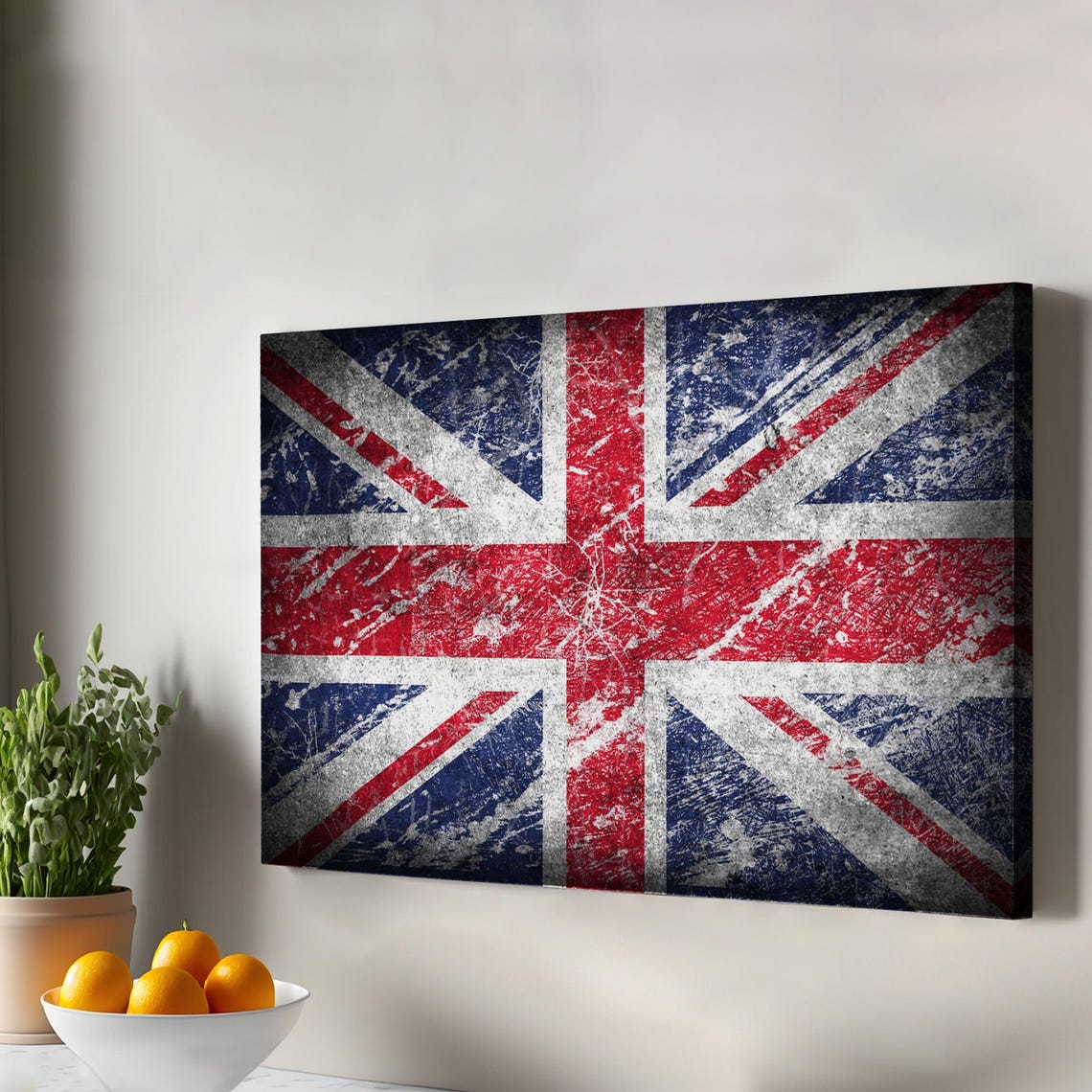 Union Jack Flag Distressed Grunge Vintage British Canvas Wall Art