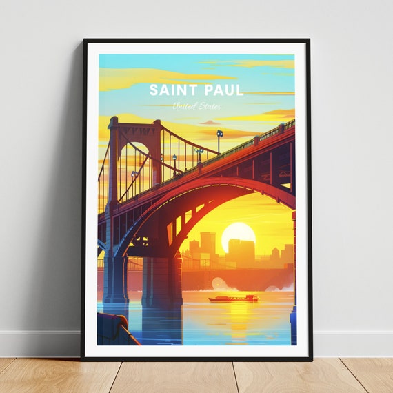 Saint Paul Travel Print Us Wall Art High Bridge Minnesota Poster Personalized Gift Wedding Gift Custom Text