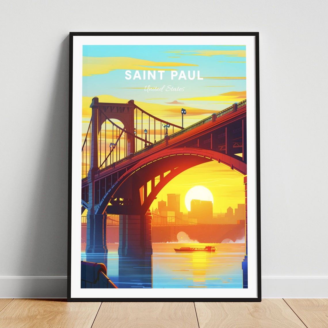 Saint Paul Travel Print Us Wall Art High Bridge Minnesota Poster Personalized Gift Wedding Gift Custom Text