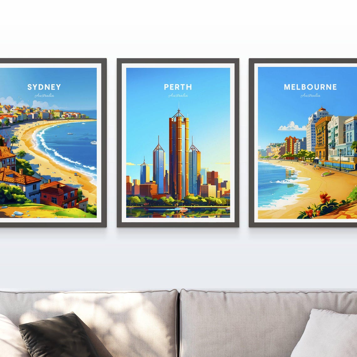 Perth Australia City Skyline Skyscraper River Waterfront Poster - Image 3