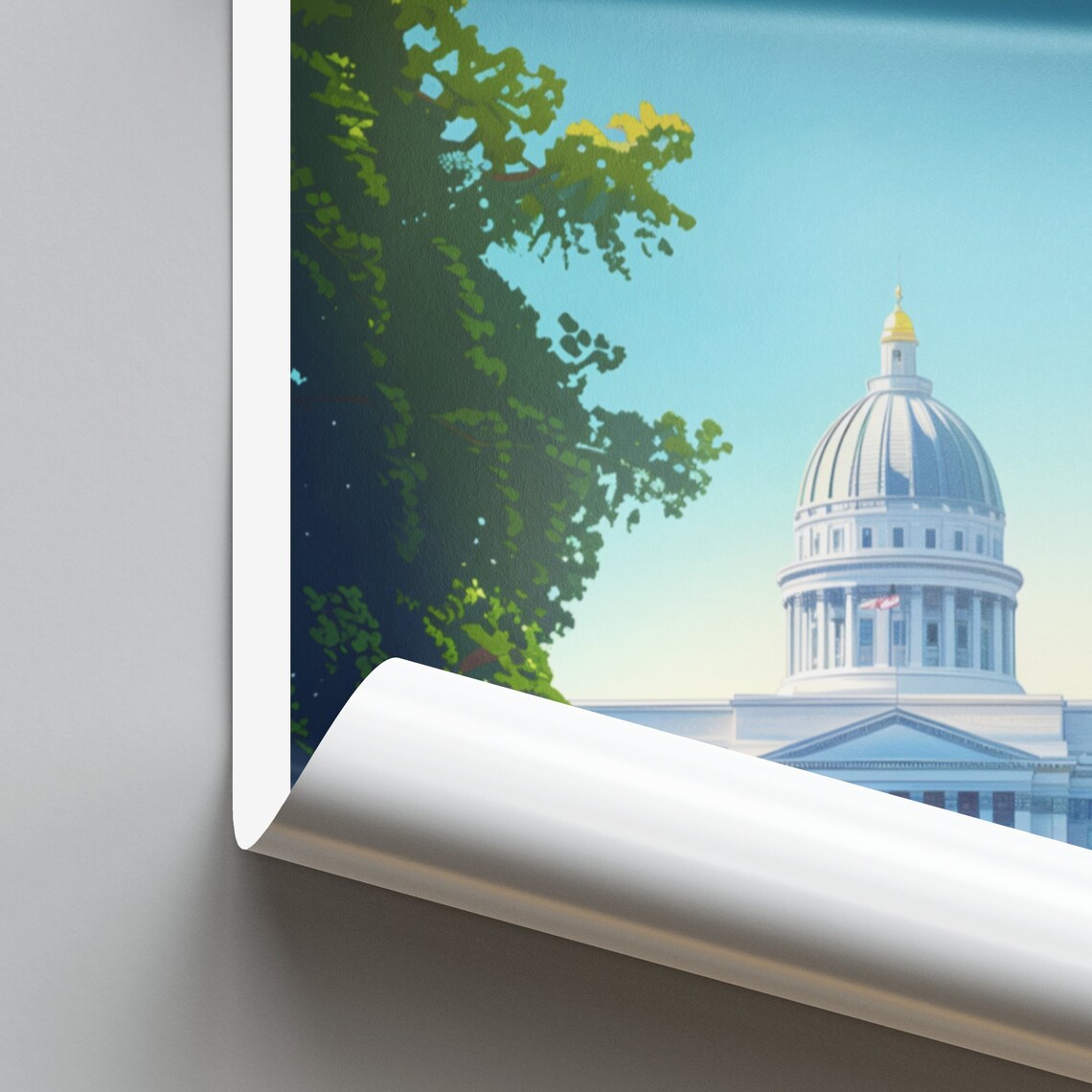 Madison Wisconsin State Capitol Poster: Grand Facade Across Green Lawn - Image 2