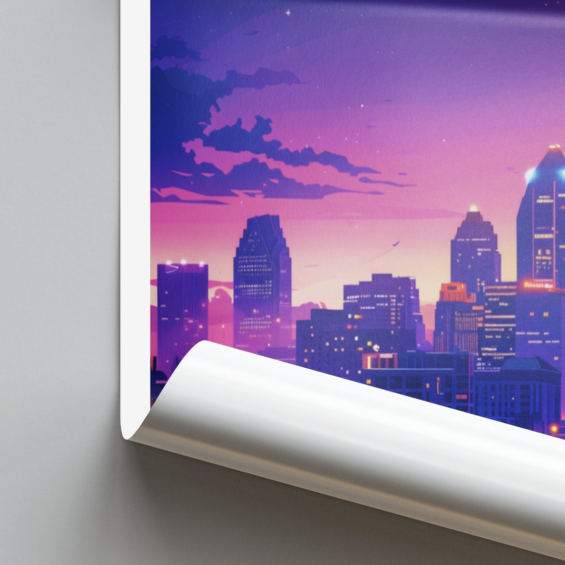Des Moines Night Skyline Starry Purple Sky River Lights Travel Poster - Image 2