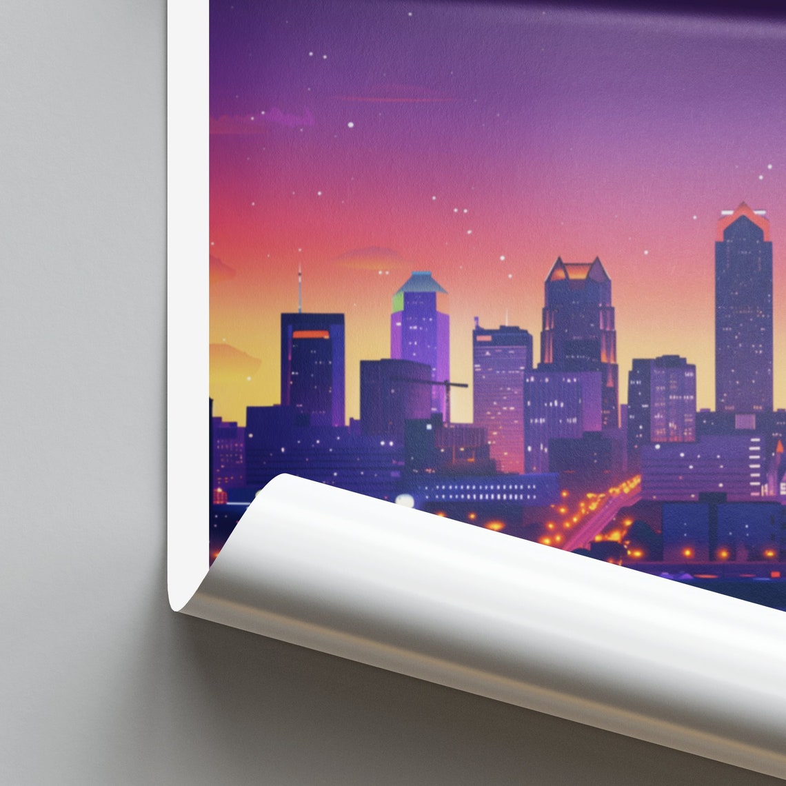 Columbus Ohio Night Skyline River Lights Starry Cityscape Poster - Image 2