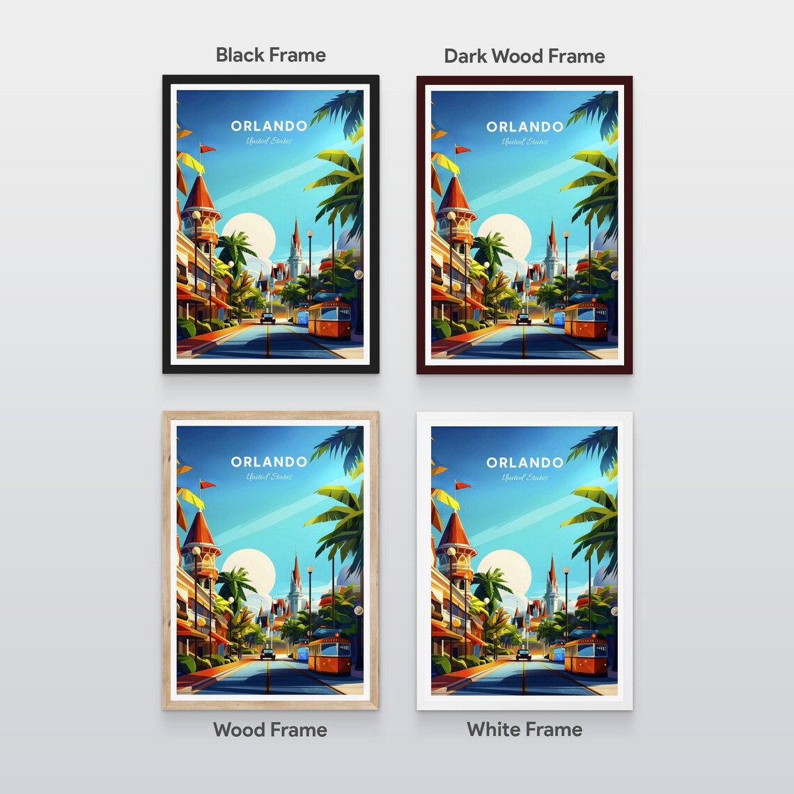 Orlando Theme Park Castle Boulevard Trolley Vintage Travel Poster - Image 2