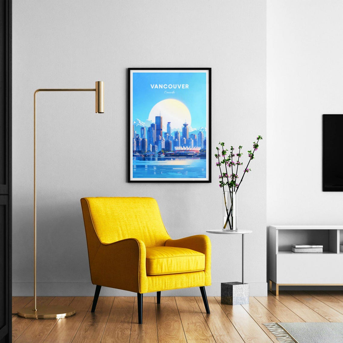 Vancouver Canada Waterfront Skyline and Mountains Travel Poster - Image 2