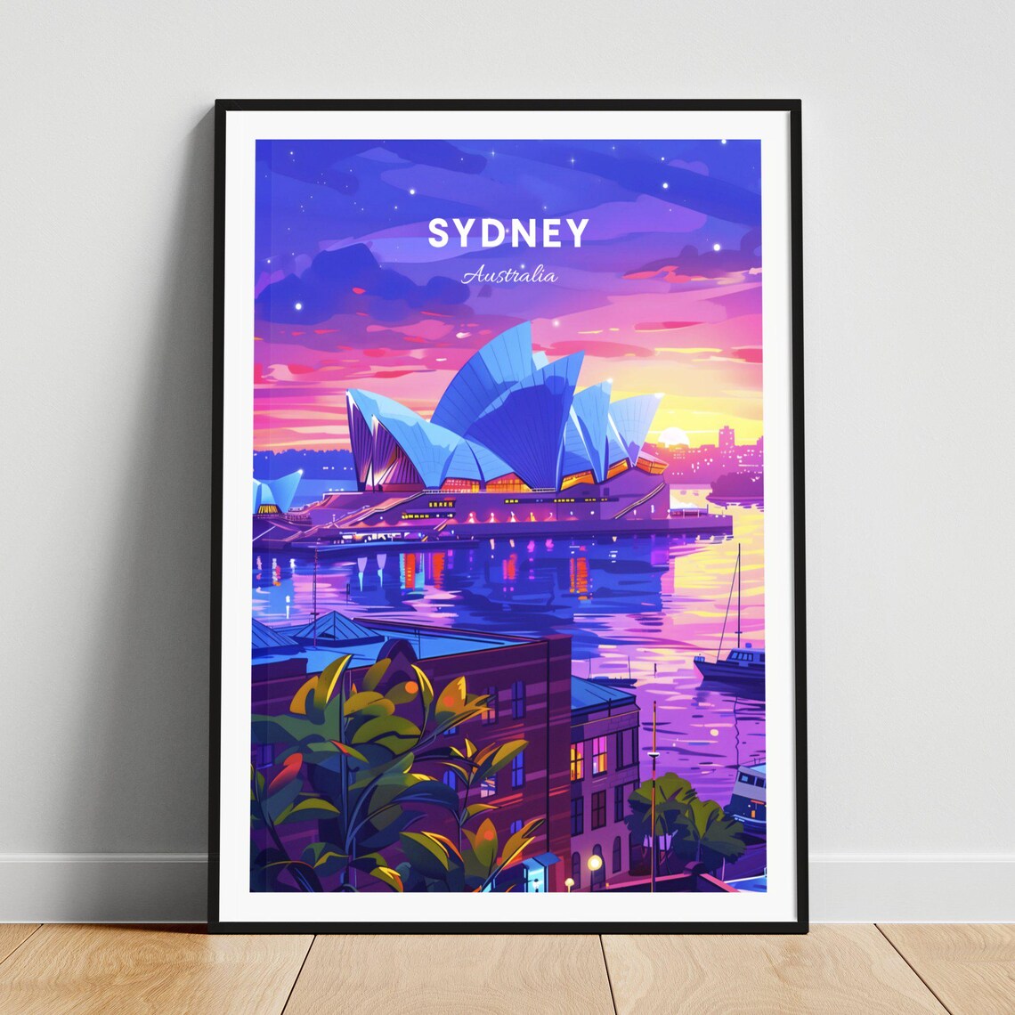 Sydney Australia Opera House Twilight Night Sky Stars Poster