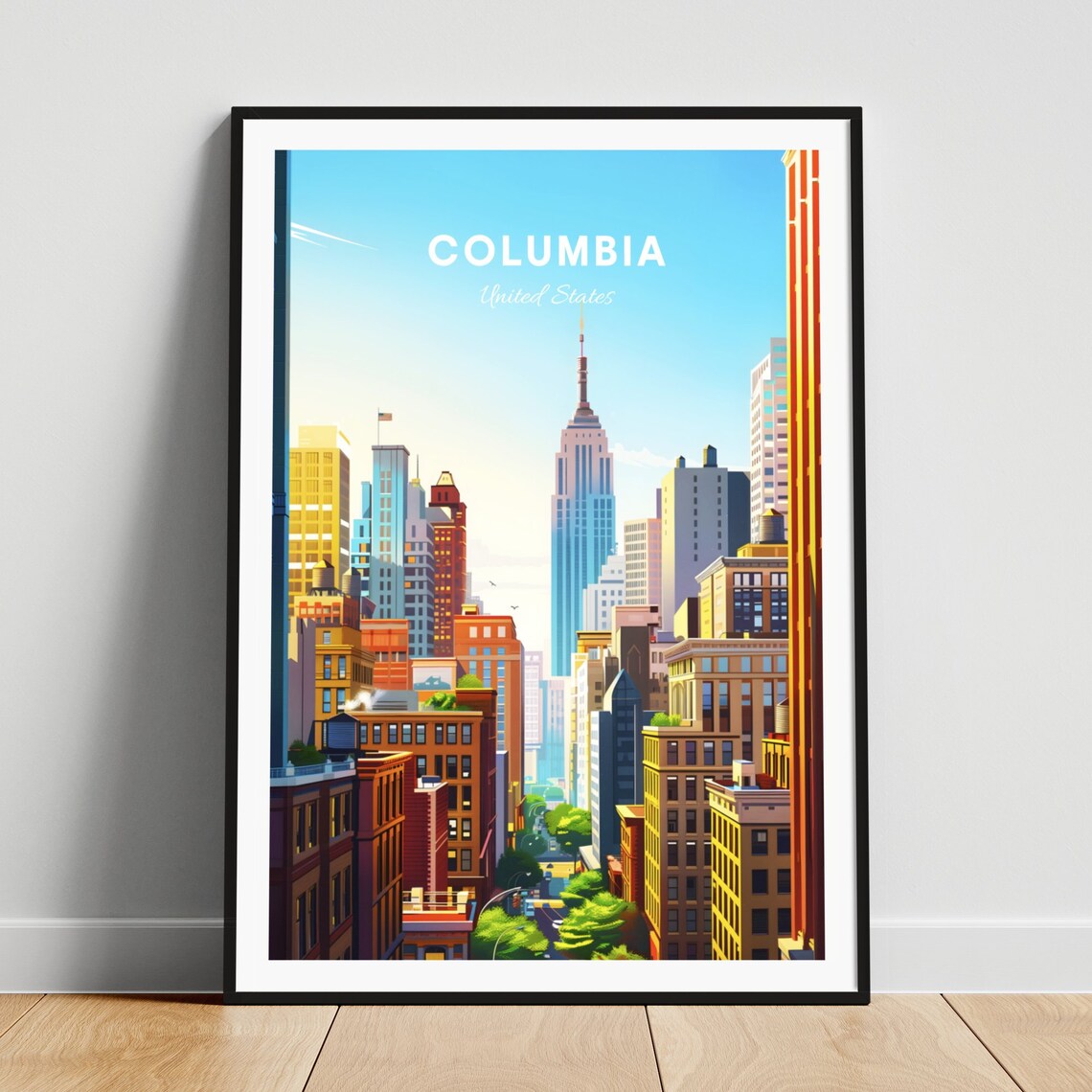 Columbia United States Towering Skyscrapers on a Bright Day Poster