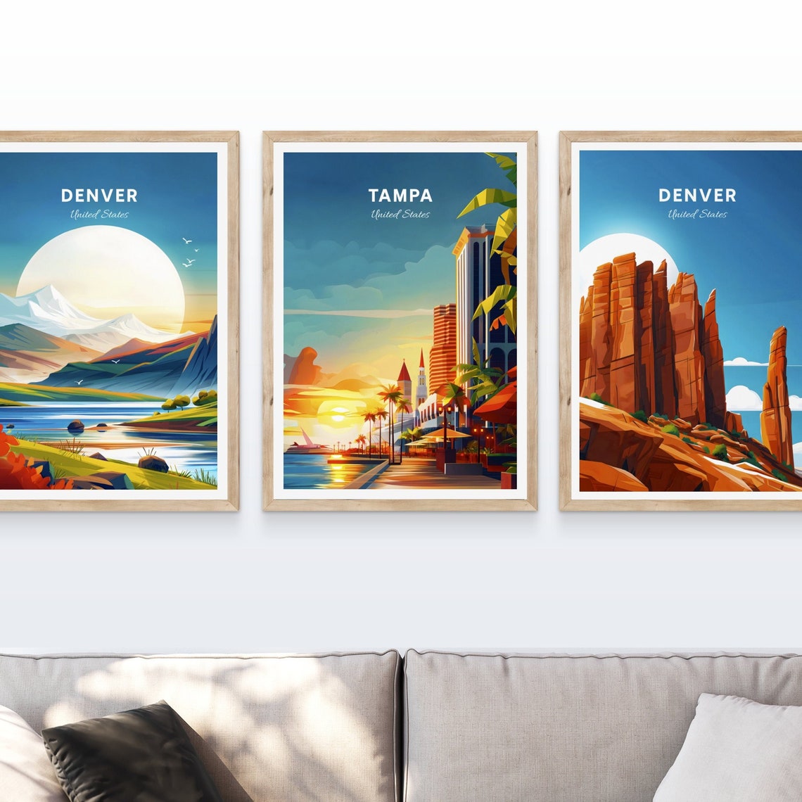 Tampa Florida Downtown Waterfront Sunset Skyline Travel Art Poster - Image 4