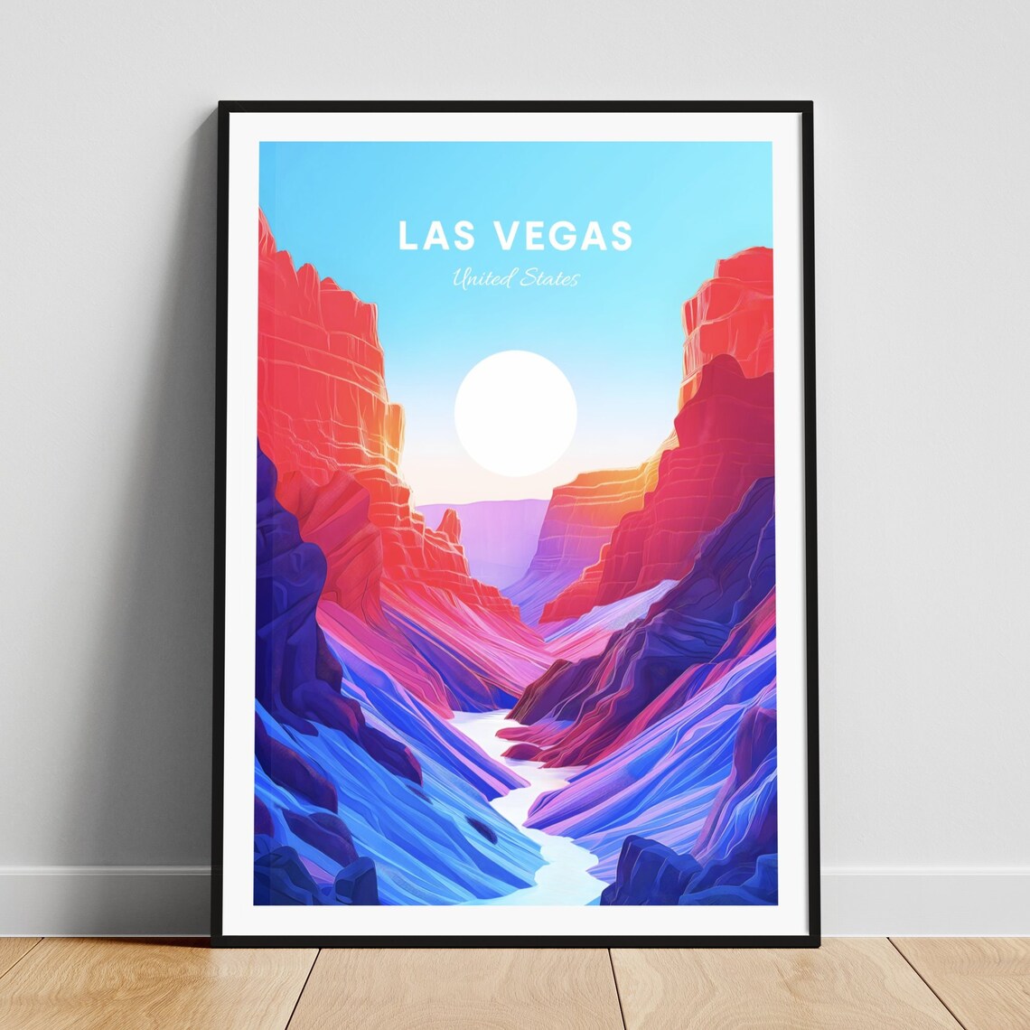 Las Vegas Nevada Red Rock Canyon Sunset Cliff Art Retro Poster
