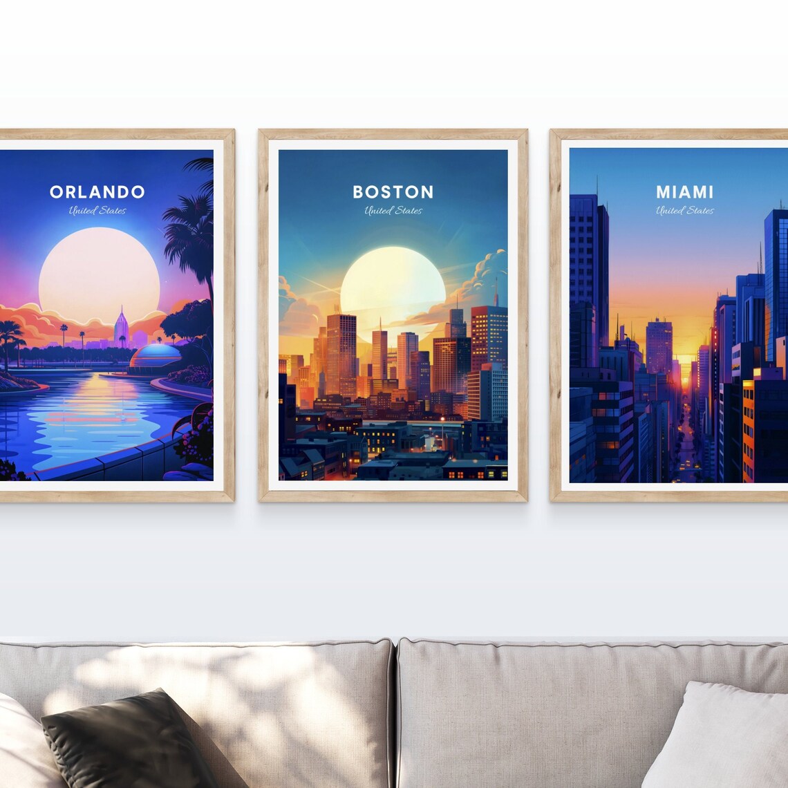 Boston Massachusetts Sunset Skyline Golden Light City Travel Poster - Image 4