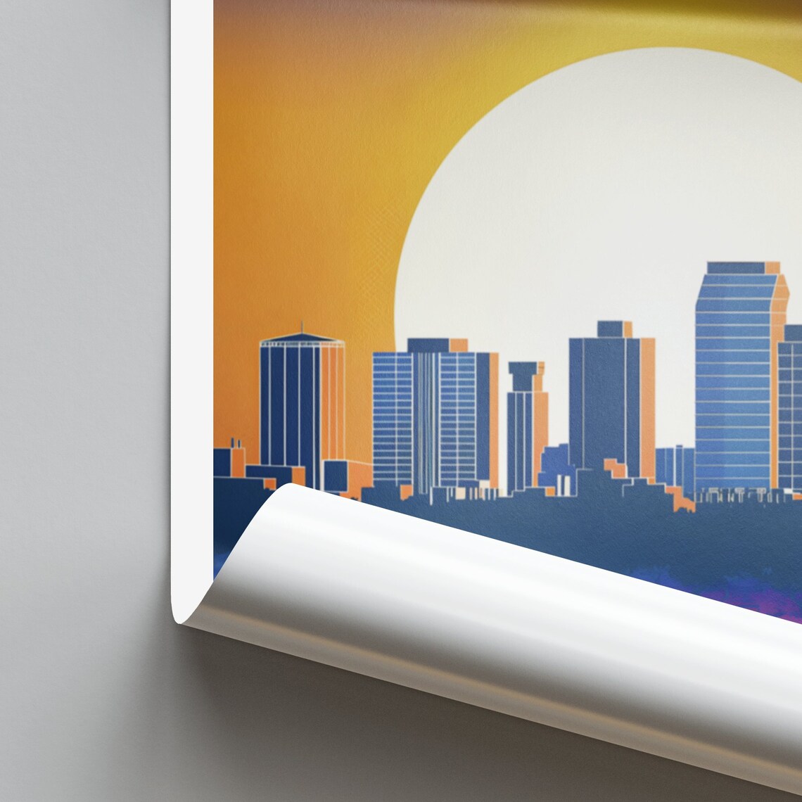 Tallahassee Florida Skyline Silhouette Over Water Sunset Poster - Image 2