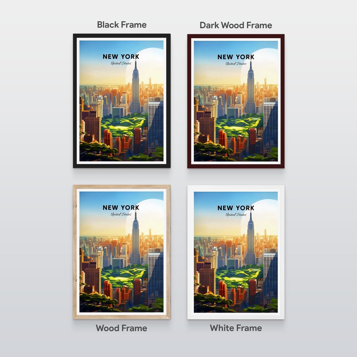 New York City Skyline Sunrise Empire State Building Travel Poster - Image 3