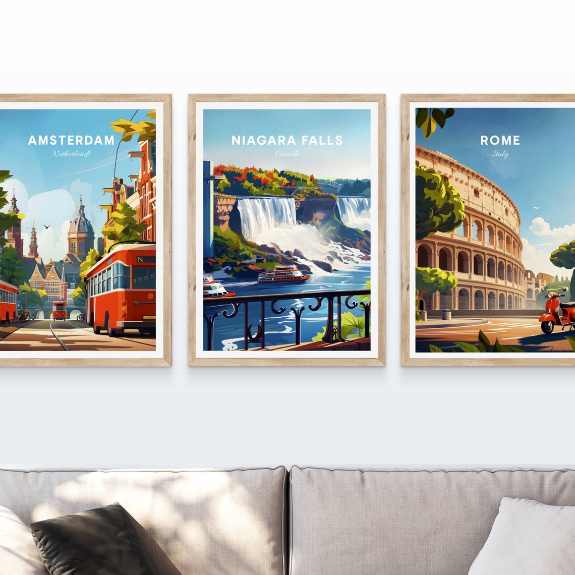 Niagara Falls Canada Waterfall Viewpoint Tour Boats Mist Art Poster - Image 3