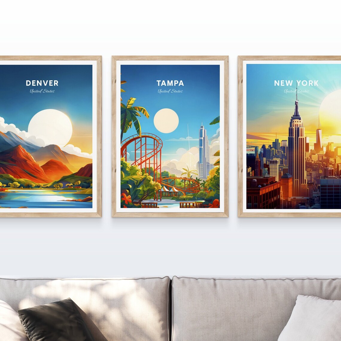 Tampa Florida Roller Coaster Amusement Park Sunny Day Travel Poster - Image 4