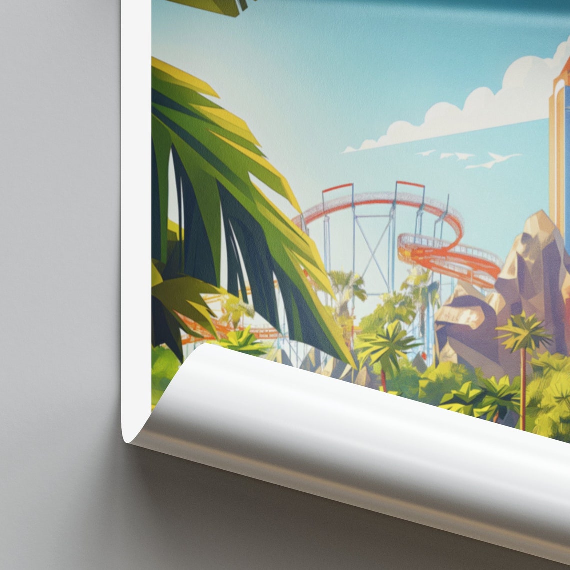 Orlando United States Theme Park Roller Coaster Palms Travel Poster - Image 2
