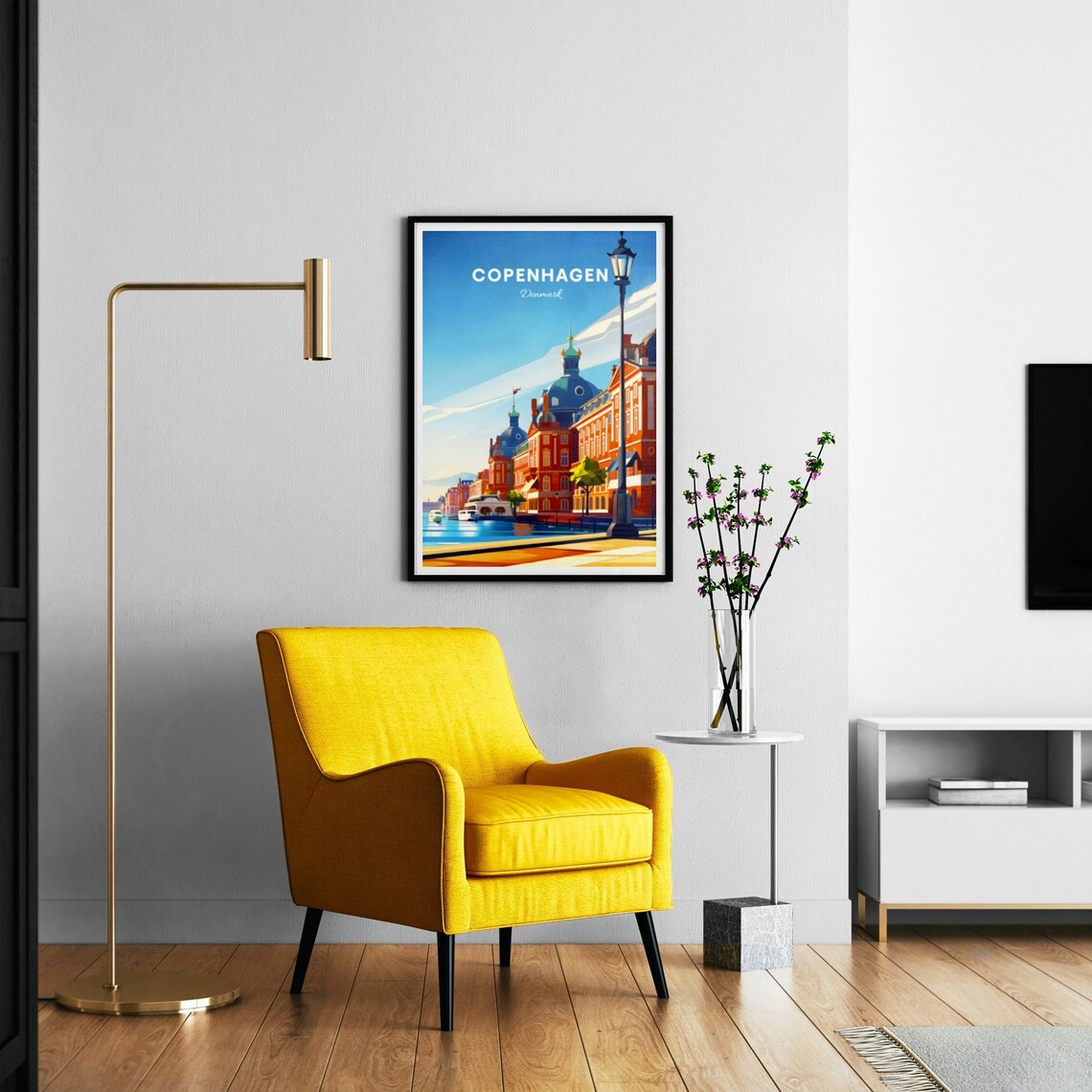 Copenhagen Denmark Waterfront Promenade Lamp Post Travel Poster - Image 3
