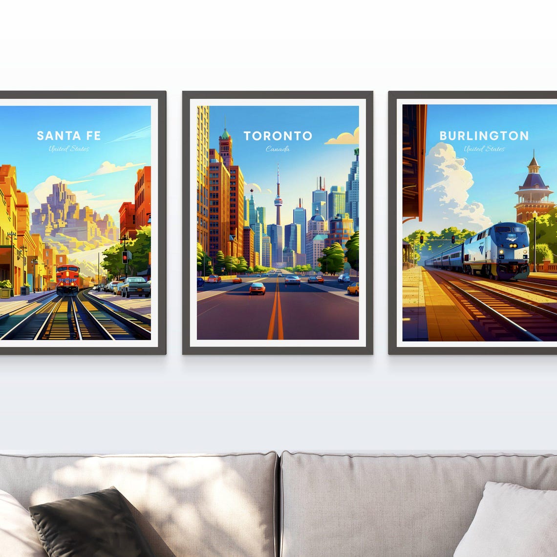 Toronto Canada Downtown Street Leading to CN Tower Skyline Poster - Image 3