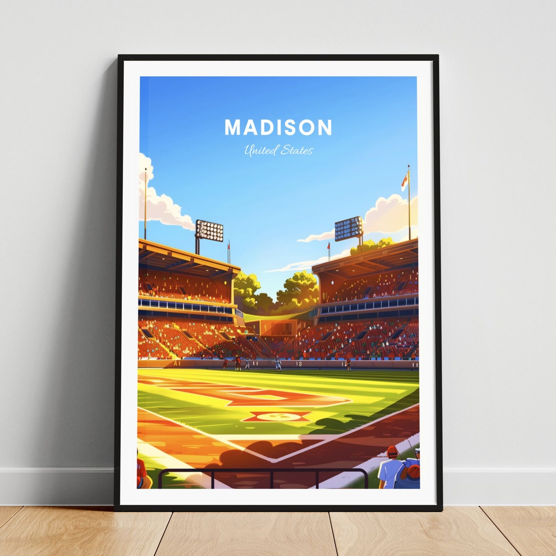 Madison Football Stadium Poster: Sunny Game Day View From Field Level
