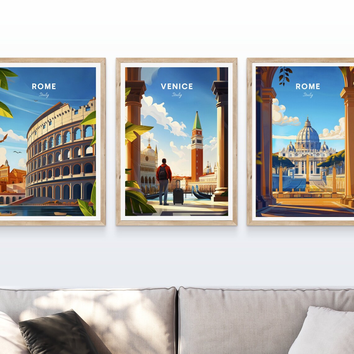 Venice Italy Saint Marks Square Traveler Arrival Scene Travel Poster - Image 3