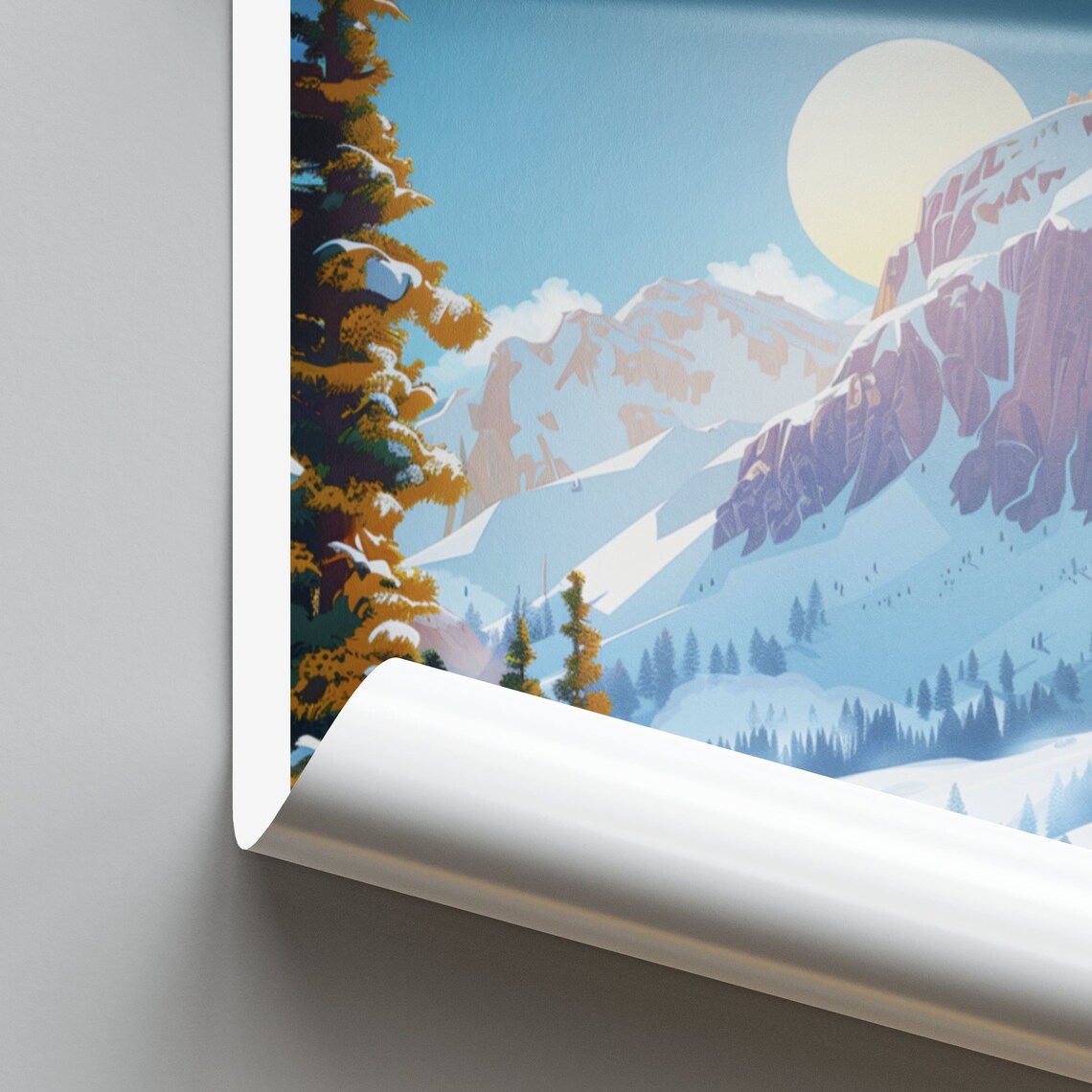 Boise Idaho Snowy Mountain Peak Winter Sunset View Travel Poster - Image 2