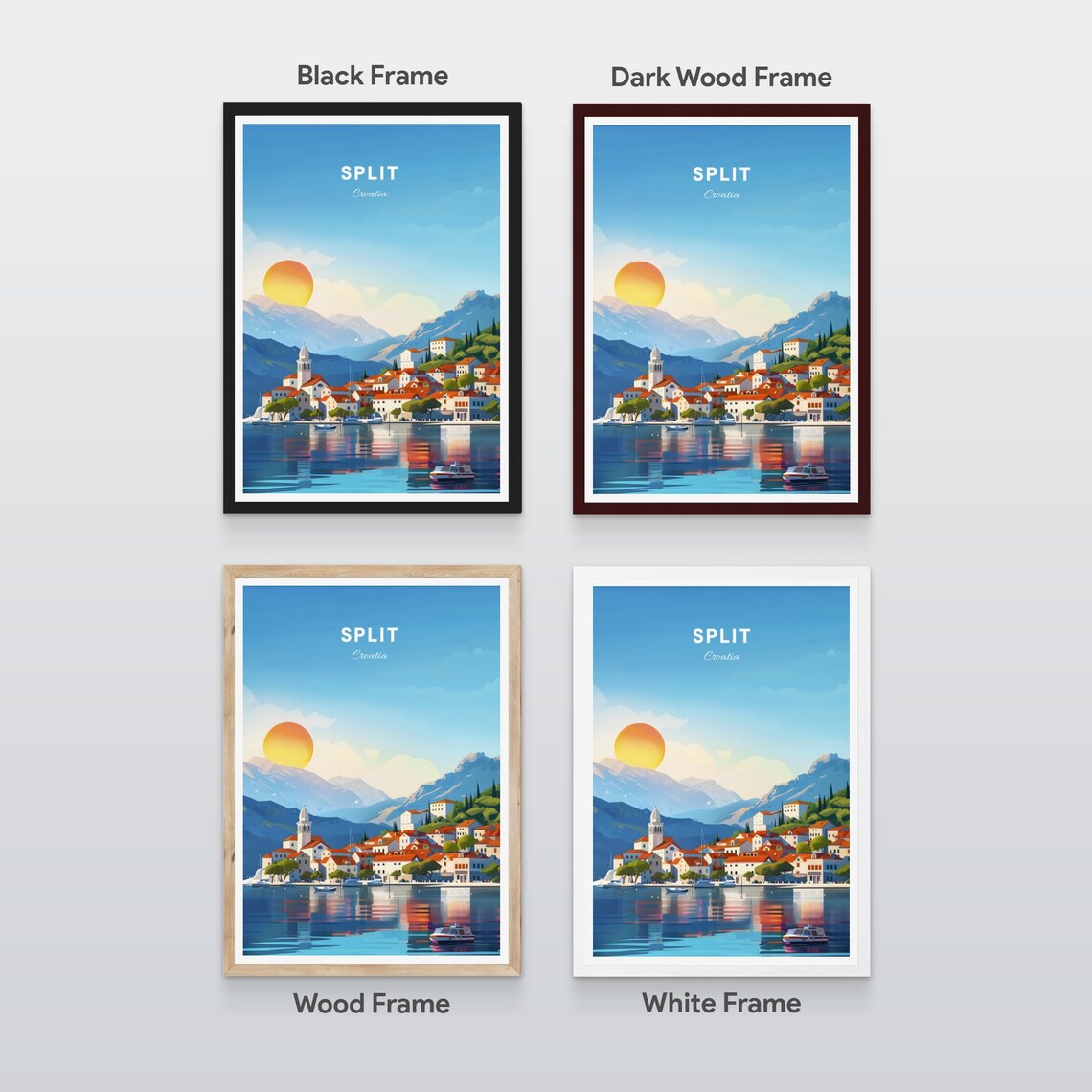 Split Croatia Waterfront Old Town Bell Tower Golden Sunset Poster - Image 2