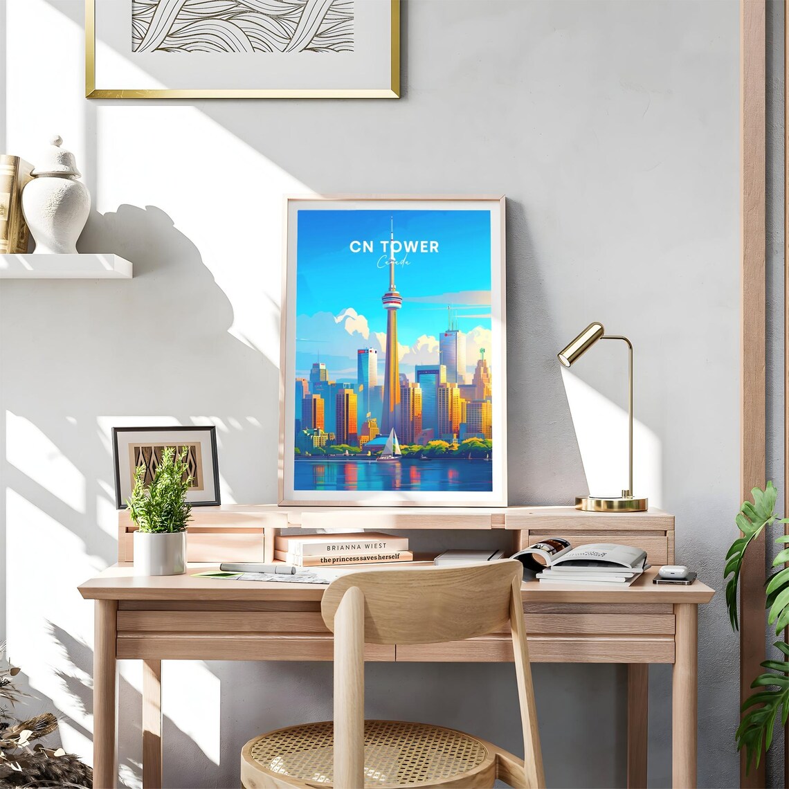 CN Tower Canada Toronto Skyline Sailboat Lake Sunset Glow Poster - Image 4