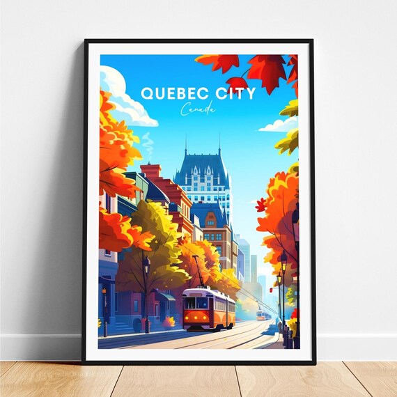 Quebec City Canada Chateau Frontenac and Streetcar Autumn Poster
