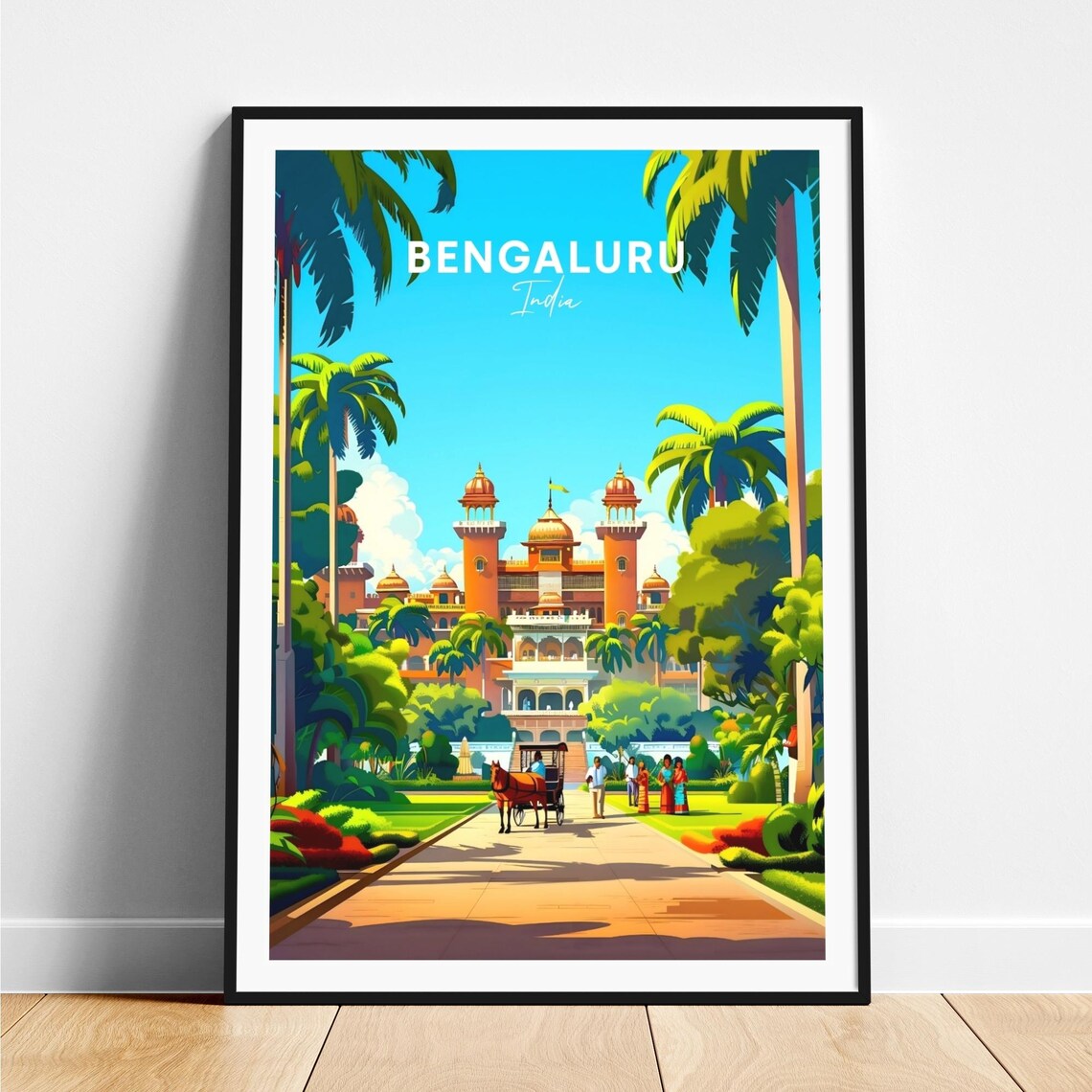 Bengaluru India Grand Palace Palm Lined Driveway Travel Poster