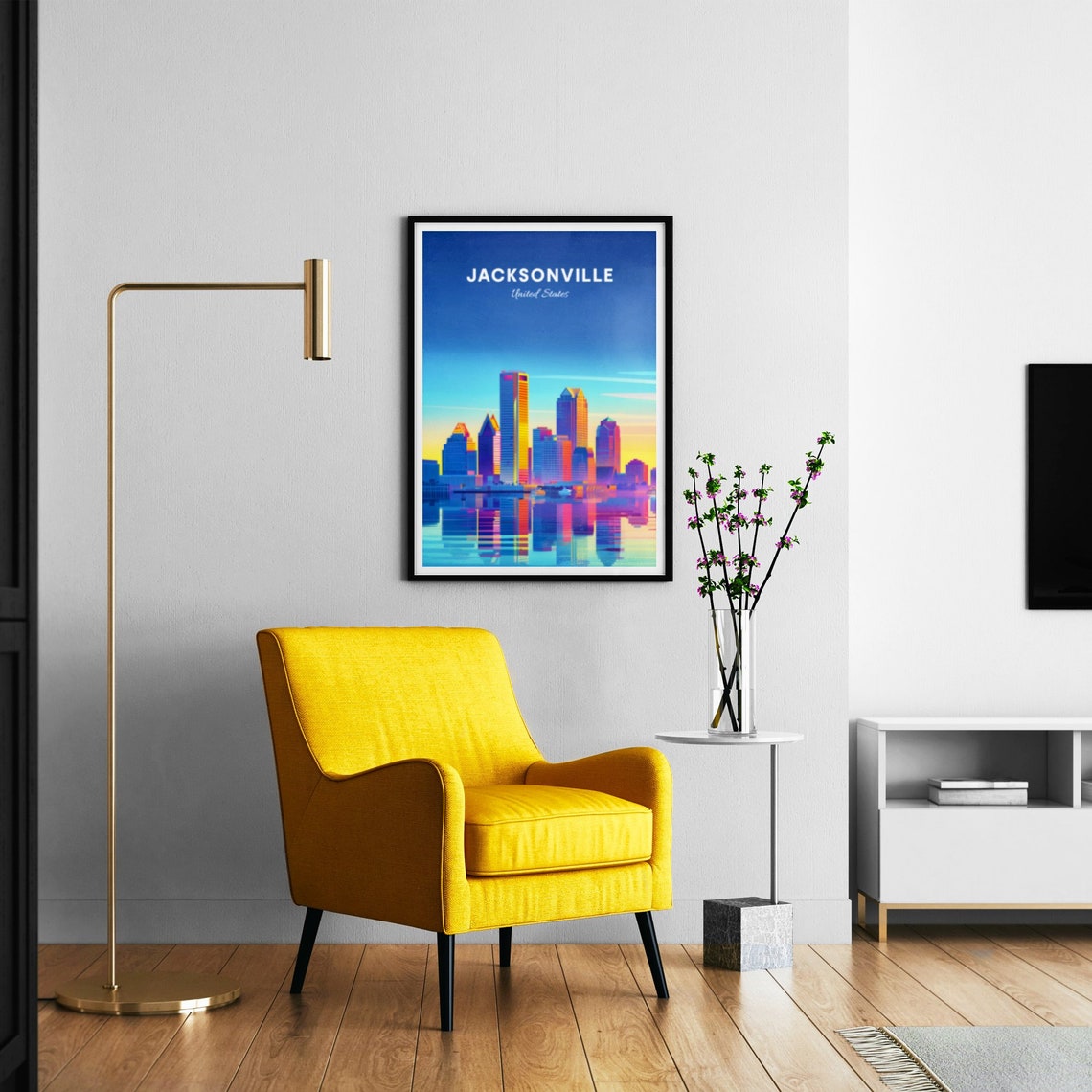 Jacksonville Florida Sunrise Skyline Reflected in River Poster - Image 3