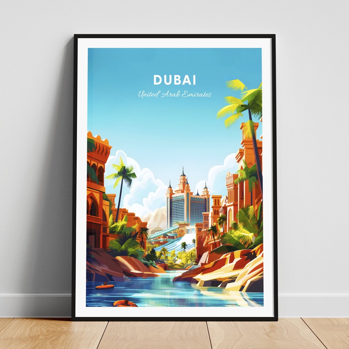 Dubai United Arab Emirates Atlantis The Palm Waterpark Travel Poster