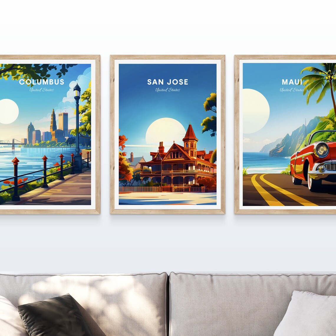 San Jose Historic Victorian Mansion Sunset California Travel Poster - Image 4