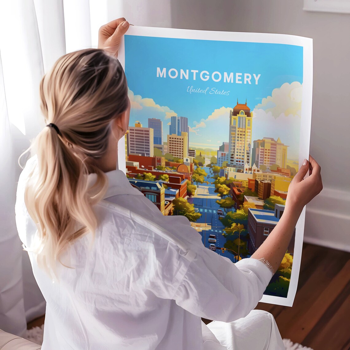 Montgomery Alabama Downtown Street On A Sunny Day Travel Poster - Image 3