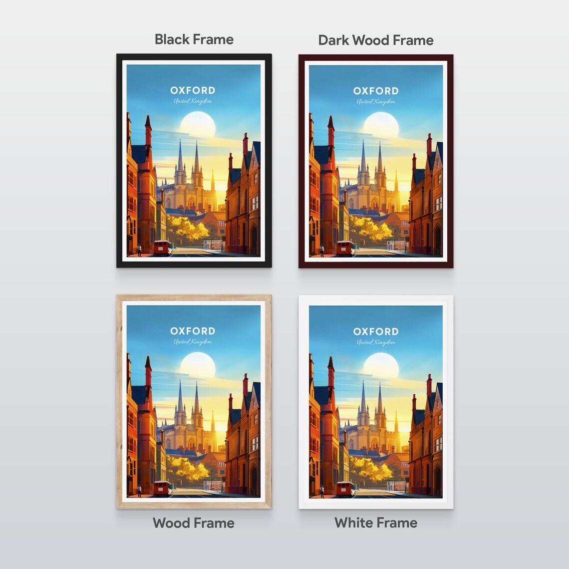 Oxford England University Spires Historic Street Travel Poster - Image 2