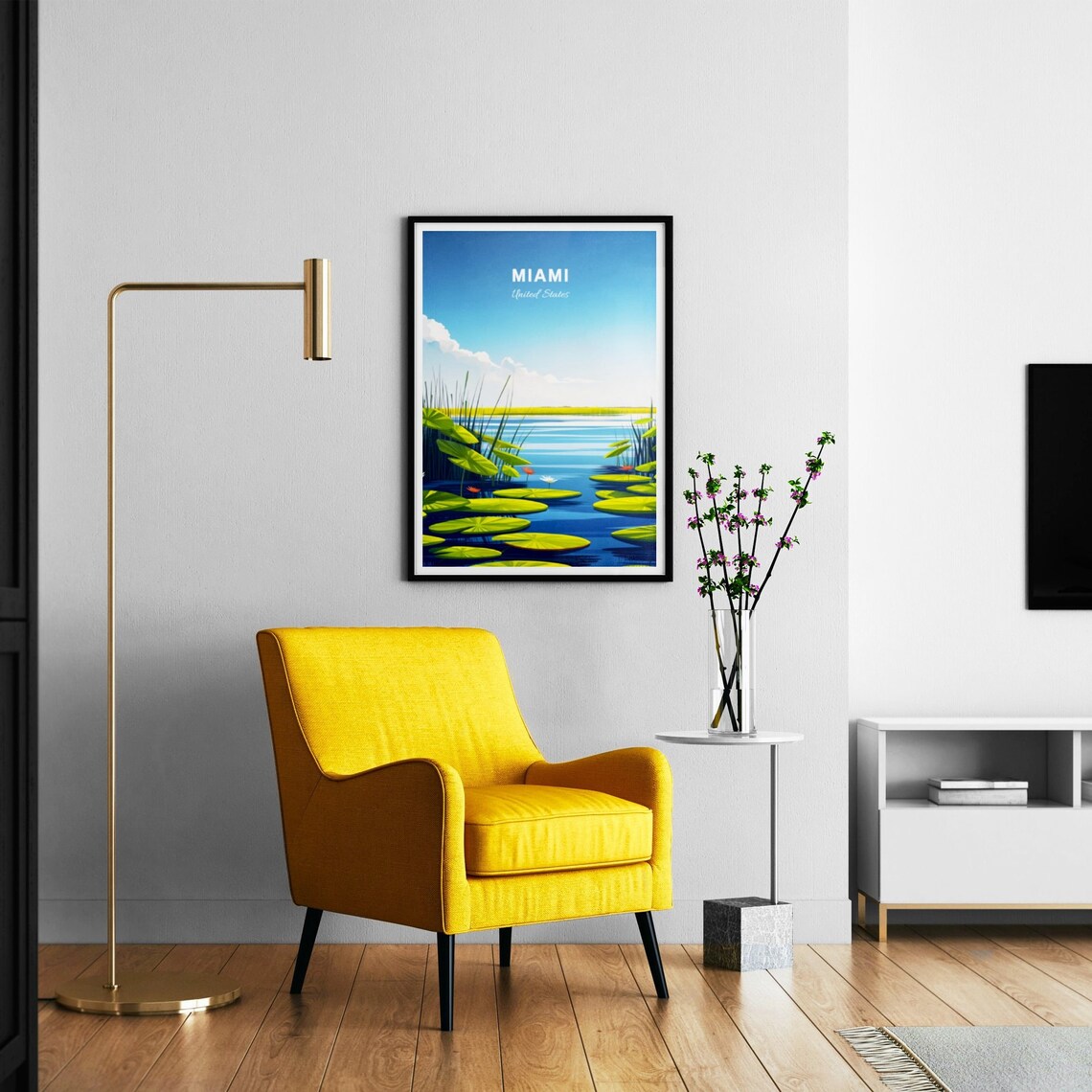 Miami Lily Pond Water Lilies Tropical Lake Nature Art Poster - Image 3