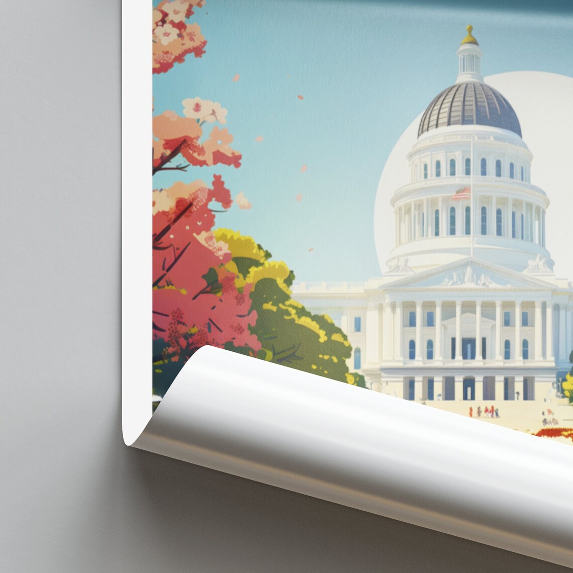 Sacramento State Capitol Dome With Spring Tulip Garden Poster - Image 2