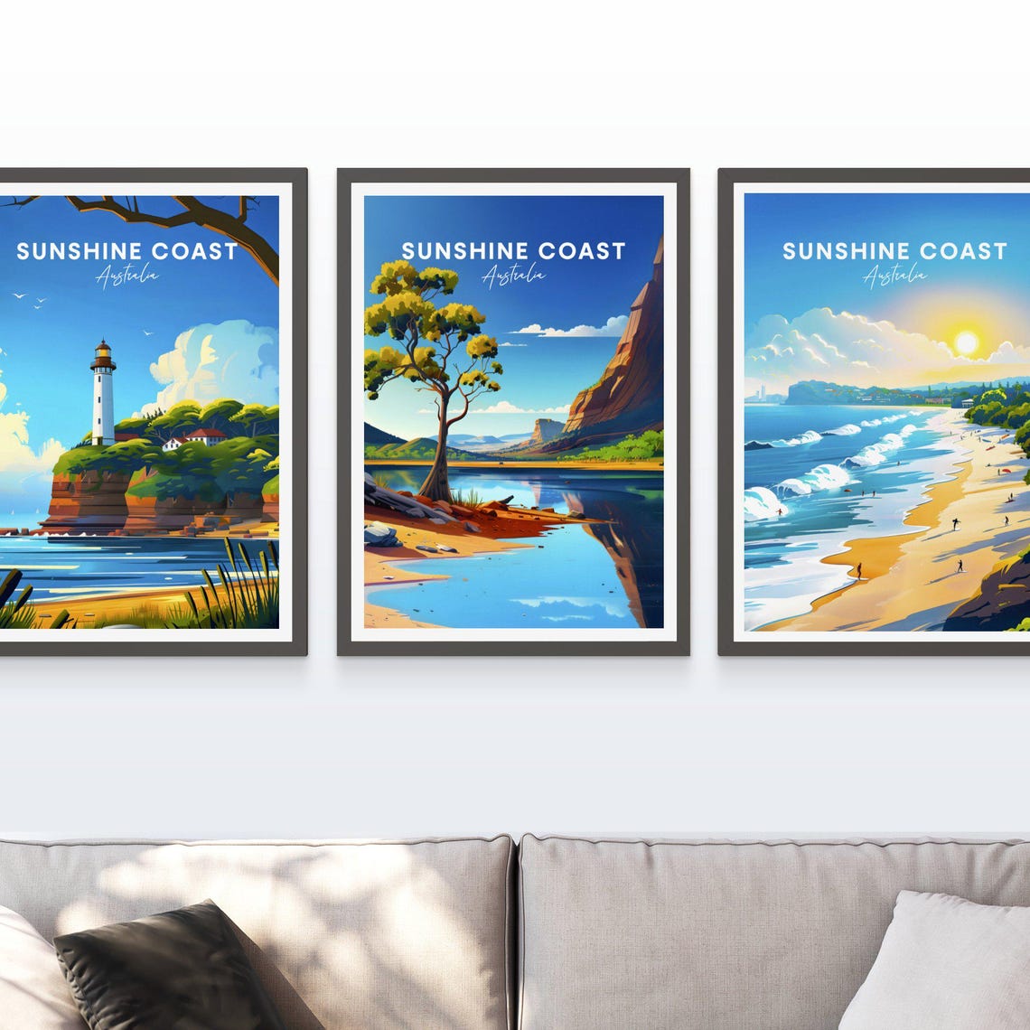 Sunshine Coast Australia Calm Blue Lagoon Cliffs Nature Poster - Image 3