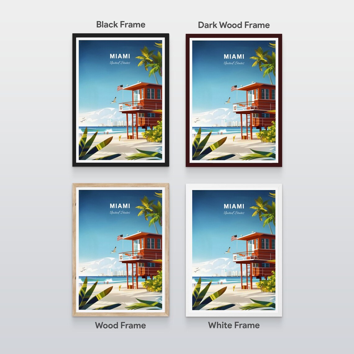 Miami Sunny Art Deco Street Colorful Skyline Boulevard Poster - Image 2