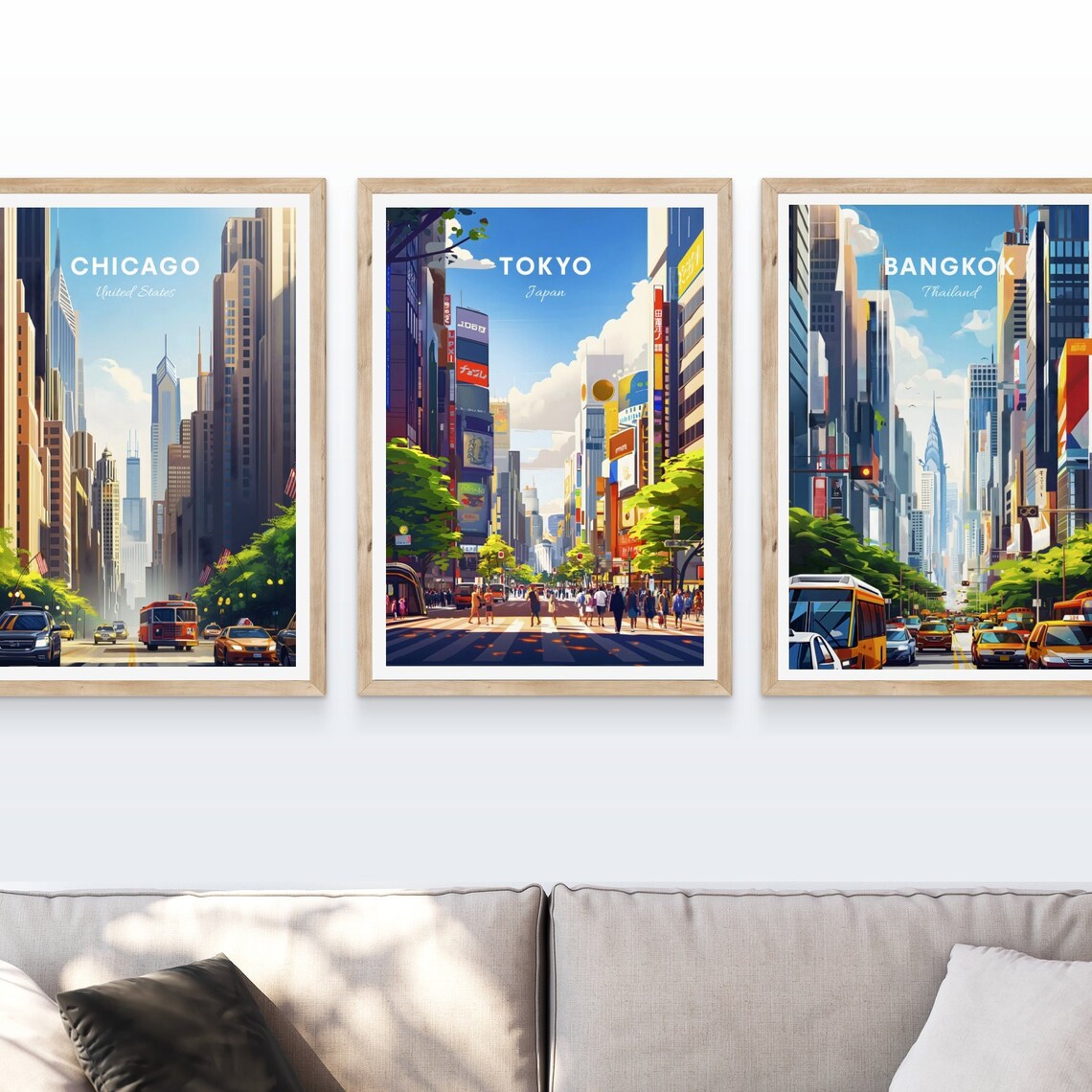 Tokyo Japan Neon Street Crowd Crossing Cityscape Illustration Poster - Image 3