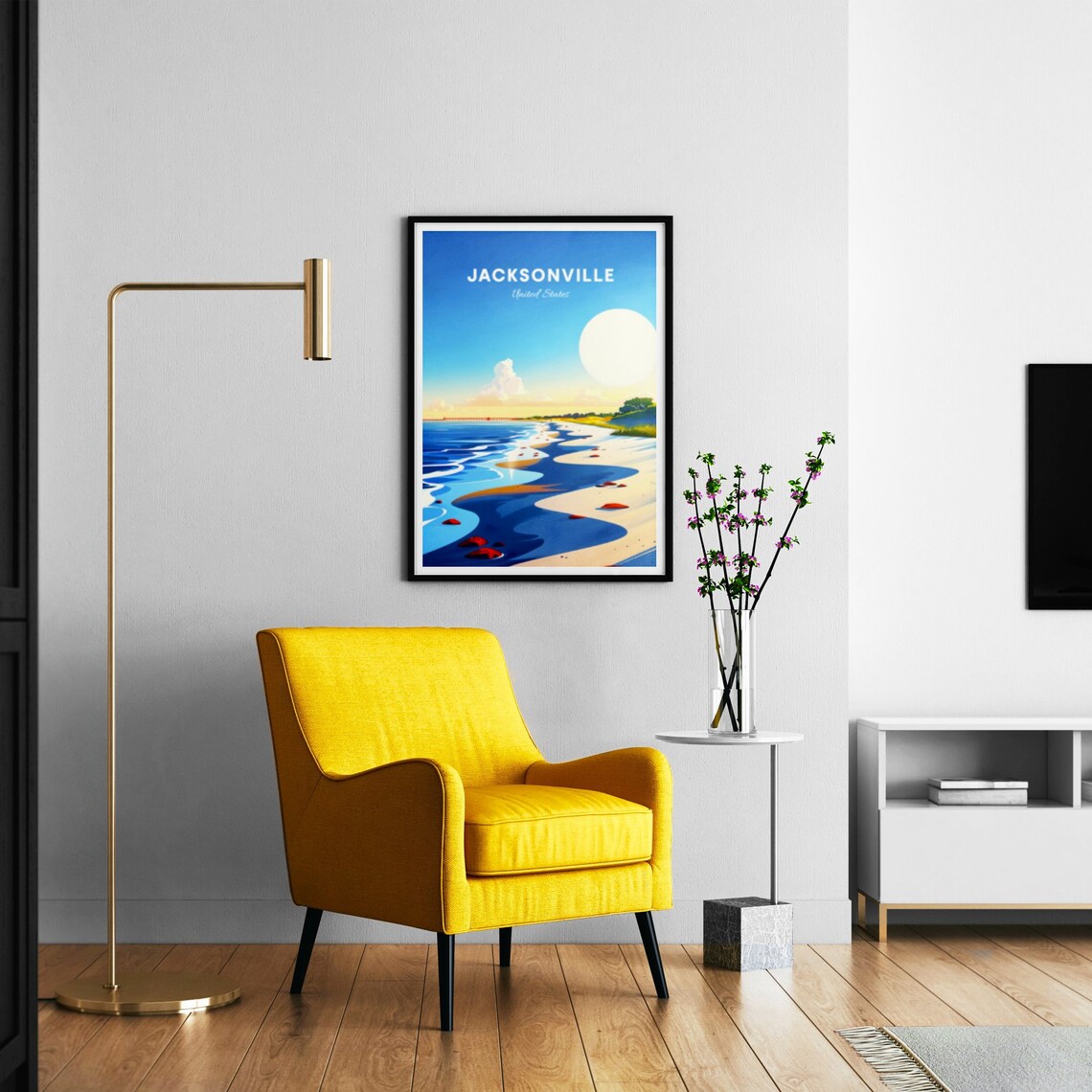 Jacksonville Florida Sunrise Beach with Ocean Pier Travel Poster - Image 3