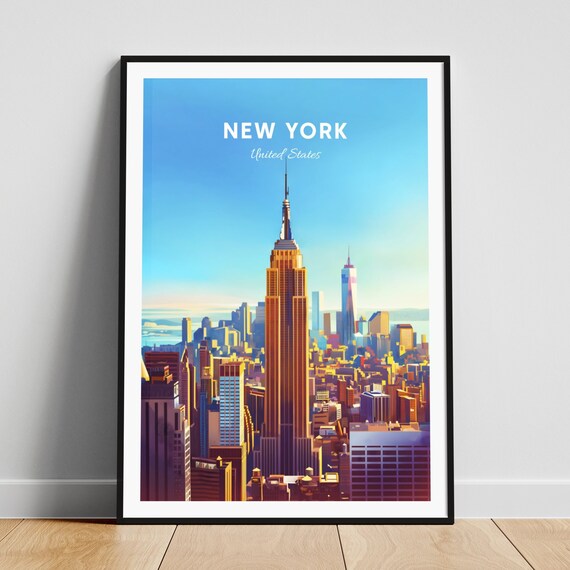 New York City Empire State Building Manhattan Skyline Travel Poster