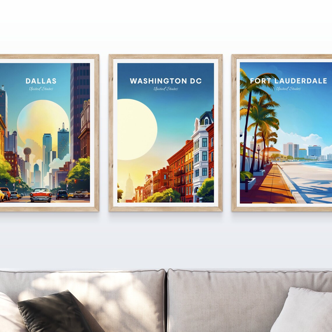 Washington DC Row Houses Street Capitol Sun Travel Art Poster - Image 4