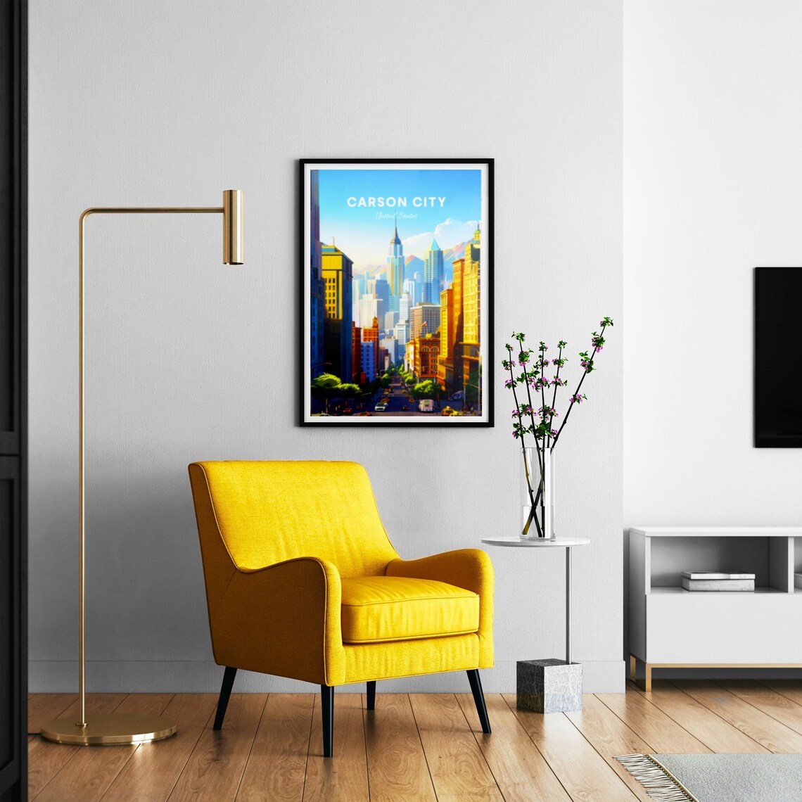 Carson City Sunlit Downtown Skyscrapers Street View Travel Poster - Image 2