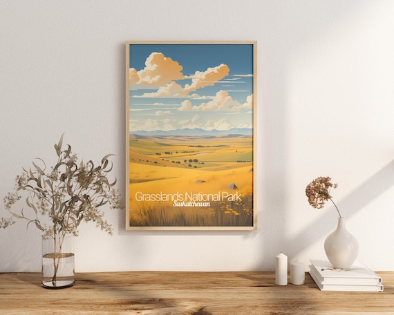 Grasslands National Park Saskatchewan Prairie Golden Landscape Poster